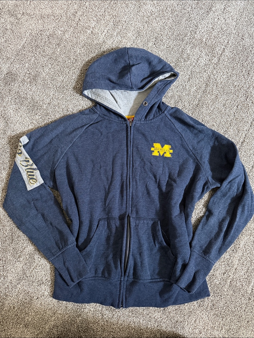 Colosseum Navy Hooded Zip-Up Sweatshirt with Yellow Emblem
